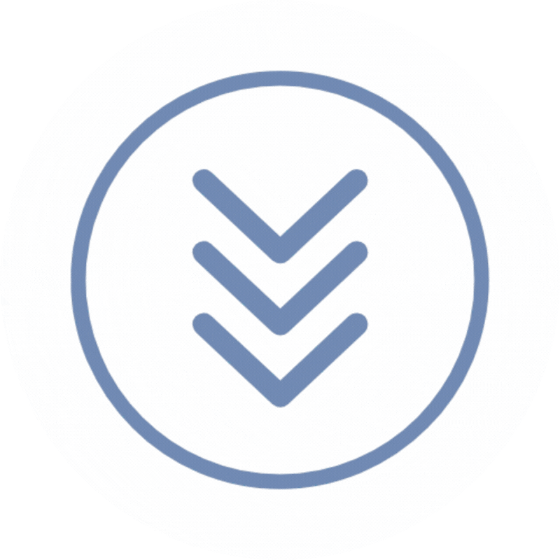 Animation eines blauen Kreises mit drei Pfeilen die sich auf und ab bewegen.