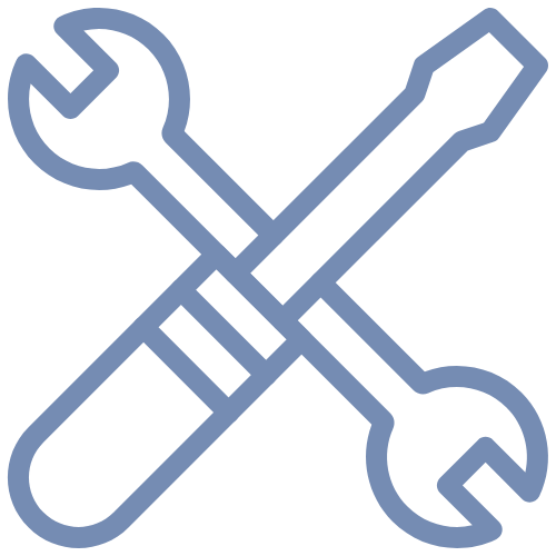 Symbol mit Schraubenschlüssel und Schraubenzieher gekreuzt als Icon für Werkzeuge oder Einstellungen