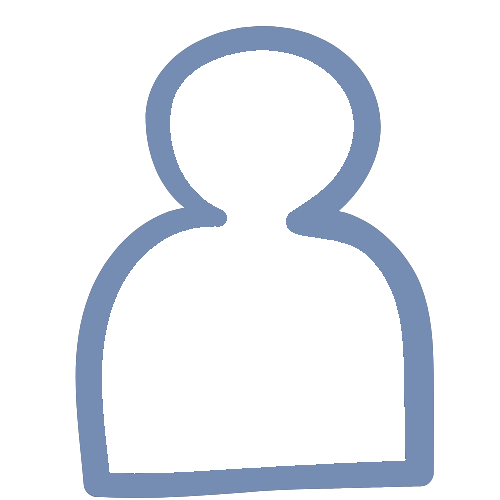 Eine stilisierte Person als Icon in mit blauer Kontur.